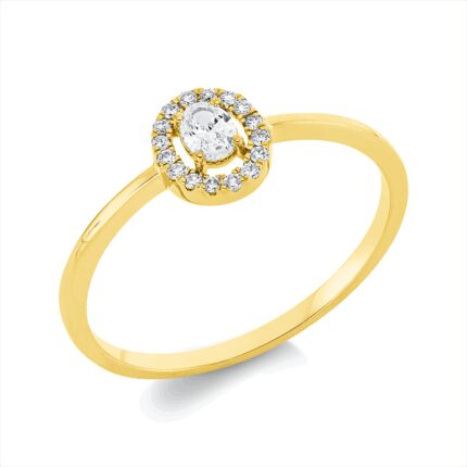 Solitaeire 4er-Krappe Gelbgold 18kt 0,18 Diamantringe mit 17 Diamanten - 1IC89