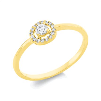 Solitaeire 4er-Krappe Gelbgold 18kt 0,16 Diamantringe mit 17 Diamanten - 1IC91