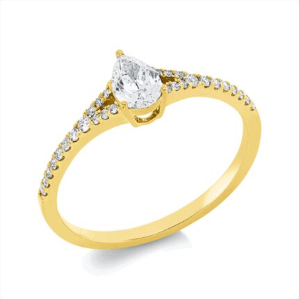 Solitaeire 3er-Krappe Gelbgold 18kt 0,45 Diamantringe mit 29 Diamanten - 1ID31