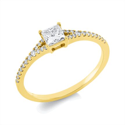 Solitaeire 4er-Krappe Gelbgold 18kt 0,45 Diamantringe mit 29 Diamanten - 1ID34