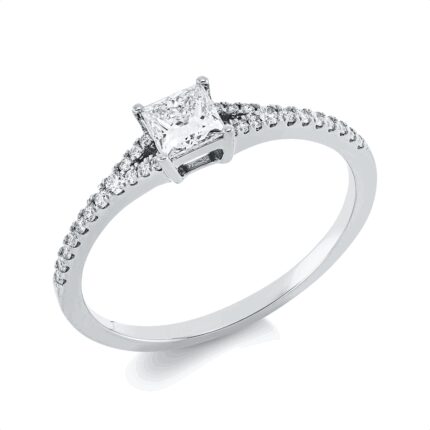 Solitaeire 4er-Krappe Weißgold 18kt 0,43 Diamantringe mit 29 Diamanten - 1ID34