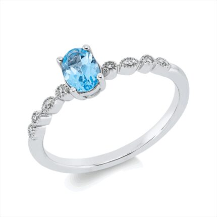 Farbstein 4er-Krappe Weißgold 18kt 0,03 Diamantringe Farbstein 0,6 ct - 1IE12