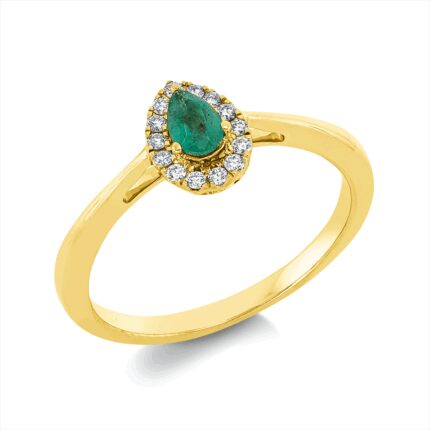 Farbstein Gelbgold 18kt 0,10 Diamantringe Farbstein 0,17 ct - 1IE31