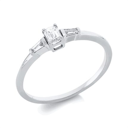 Solitaeire Weißgold 18kt 0,25 Diamantringe mit 3 Diamanten - 1IE34