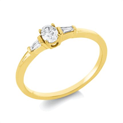 Solitaeire Gelbgold 18kt 0,23 Diamantringe mit 3 Diamanten - 1IE35