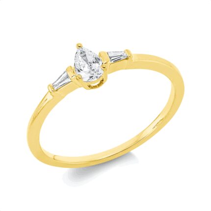 Solitaeire Gelbgold 18kt 0,25 Diamantringe mit 3 Diamanten - 1IE36