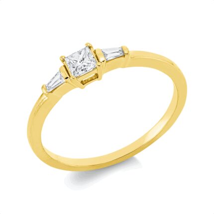 Solitaeire Gelbgold 18kt 0,25 Diamantringe mit 3 Diamanten - 1IE37