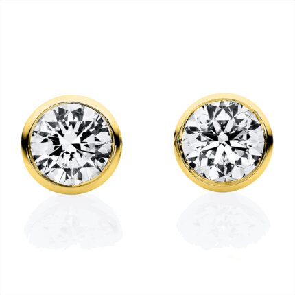 Ohrstecker Zarge Gelbgold 18kt 0,76 Diamantschmuck mit 2 Diamanten - 2V820