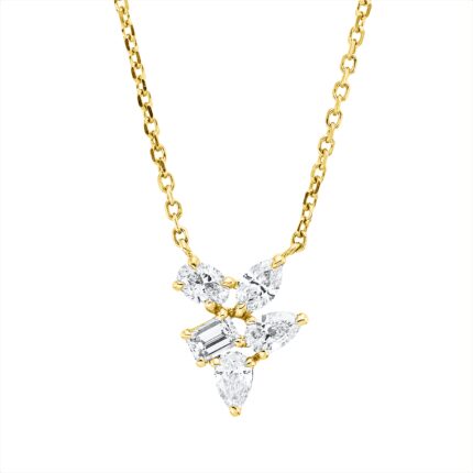 Collier Gelbgold 18kt 0,52 Diamantschmuck mit 5 Diamanten - 4N292