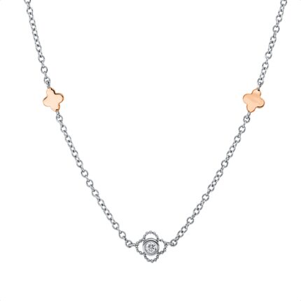Collier Weißgold / Rosegold 18kt 0,21 Diamantschmuck mit 5 Diamanten - 4O531