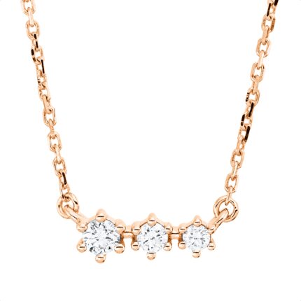 Collier Rosegold 18kt 0,10 Diamantschmuck mit 3 Diamanten - 4P071