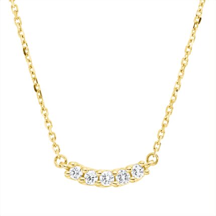 Collier Gelbgold 18kt 0,10 Diamantschmuck mit 5 Diamanten - 4P074