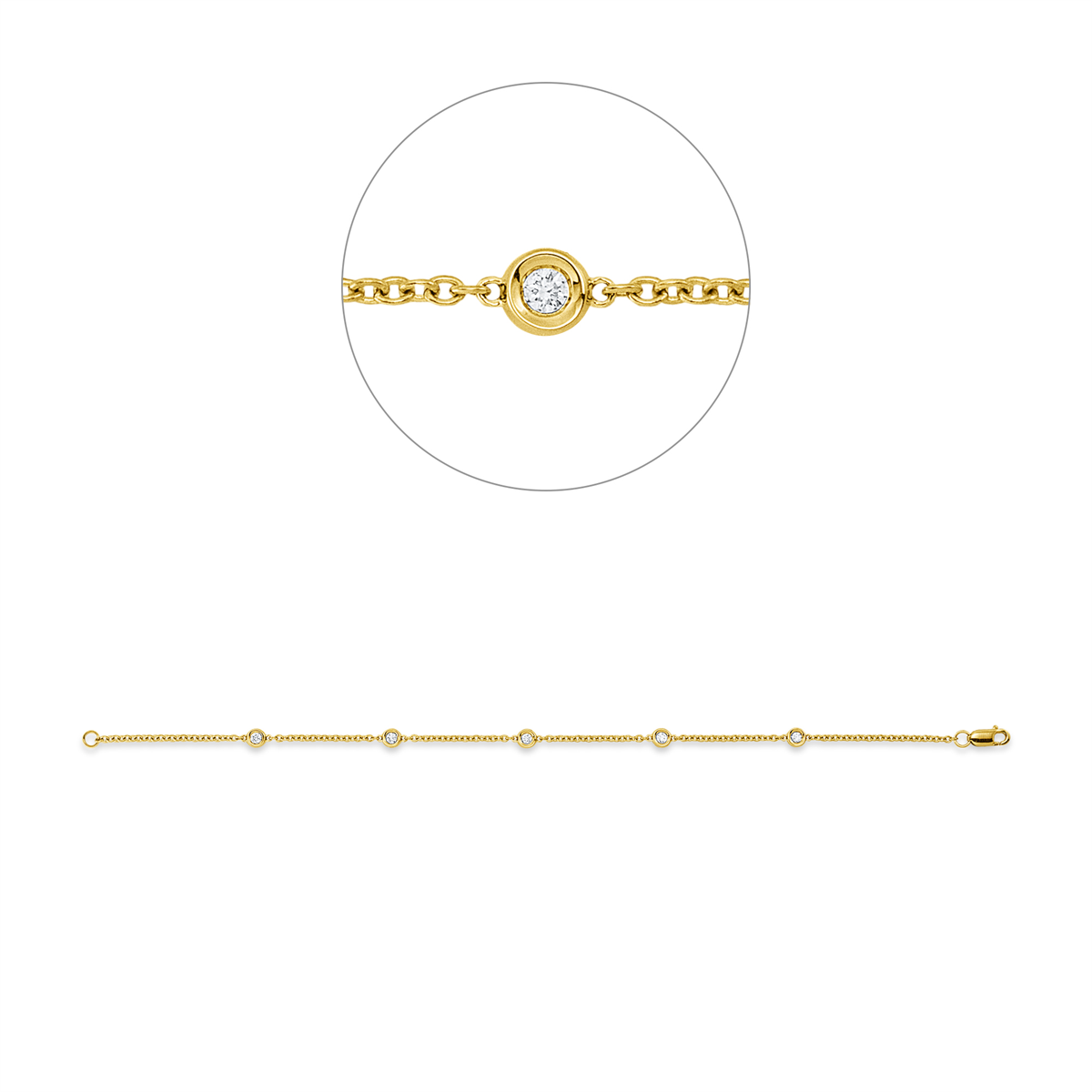 5G016G Armband Gelbgold 18kt 0,16 Diamantschmuck mit 5 Diamanten - 5G016 – Bild 1