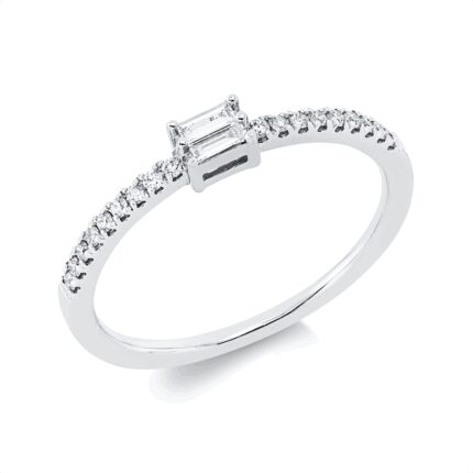 Baguette Weißgold 18kt 0,18 Diamantringe mit 20 Diamanten - 1CI57