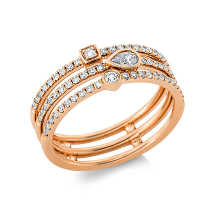 Mehrfachsteinbesatz Rosegold 18kt 0,45 Diamantringe mit 67 Diamanten - 1DA41