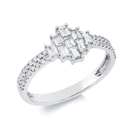 Baguette Weißgold 18kt 0,59 Diamantringe mit 45 Diamanten - 1GV22
