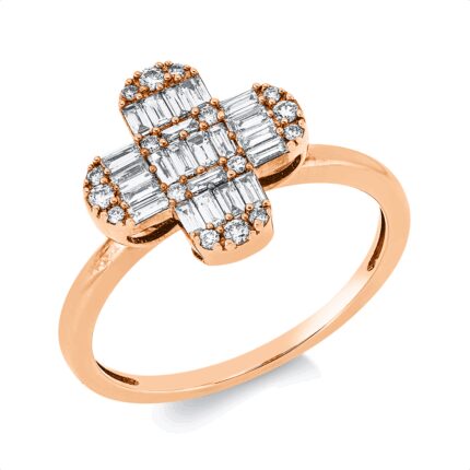 Baguette Rosegold 18kt 0,36 Diamantringe mit 38 Diamanten - 1HC25