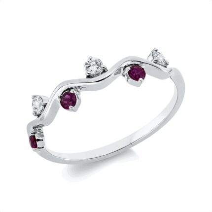 Farbstein Weißgold 18kt 0,10 Diamantringe Farbstein 0,12 ct - 1IA38