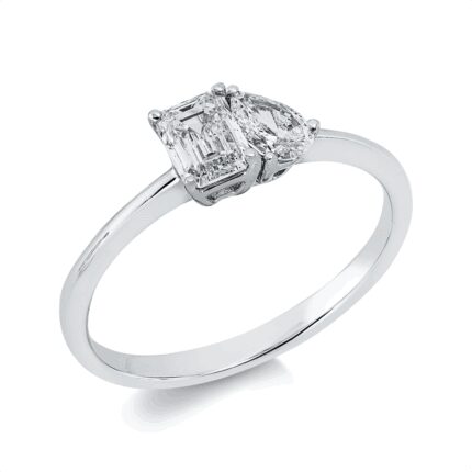 Solitaeire Weißgold 18kt 0,71 Diamantringe mit 2 Diamanten - 1II01