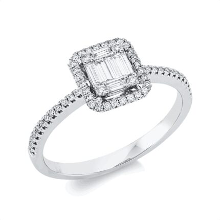 Baguette Weißgold 18kt 0,31 Diamantringe mit 62 Diamanten - 1II87