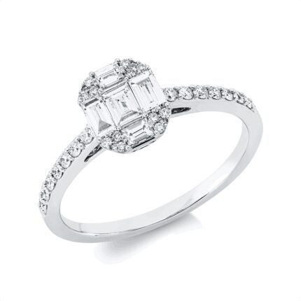 Baguette Weißgold 18kt 0,50 Diamantringe mit 35 Diamanten - 1IJ07