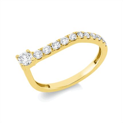 Solitaeire Gelbgold 18kt 0,45 Diamantringe mit 12 Diamanten - 1IJ87