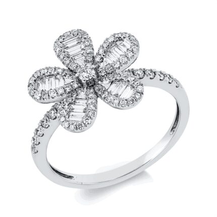 Baguette Weißgold 18kt 0,68 Diamantringe mit 105 Diamanten - 1IP88