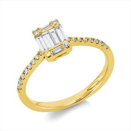 Baguette Gelbgold 18kt 12,26 Diamantringe mit 26 Diamanten - 1IQ43