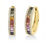 Creolen Gelbgold 18kt 0,29 Diamantschmuck Farbstein 1,11 ct - 2R924