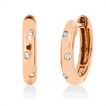 Creolen Zarge Rosegold 18kt 0,04 Diamantschmuck mit 6 Diamanten - 2V606