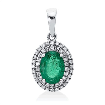 Anhänger Weißgold 18kt 0,15 Diamantschmuck Farbstein 0,93 ct - 3I269