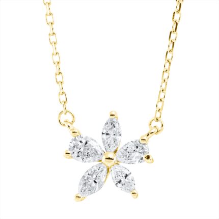 Collier Gelbgold 18kt 0,34 Diamantschmuck mit 5 Diamanten - 4M108