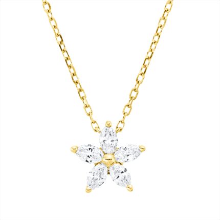 Collier Gelbgold 18kt 0,26 Diamantschmuck mit 5 Diamanten - 4O597