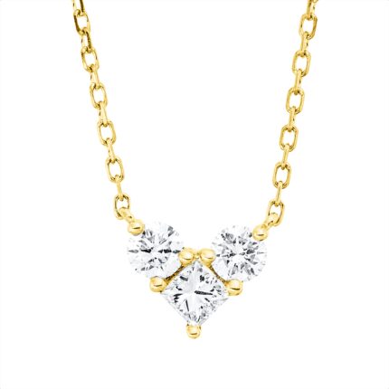Collier Gelbgold 18kt 0,29 Diamantschmuck mit 3 Diamanten - 4P425