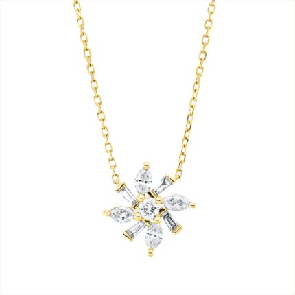 Collier Gelbgold 18kt 0,36 Diamantschmuck mit 9 Diamanten - 4P430