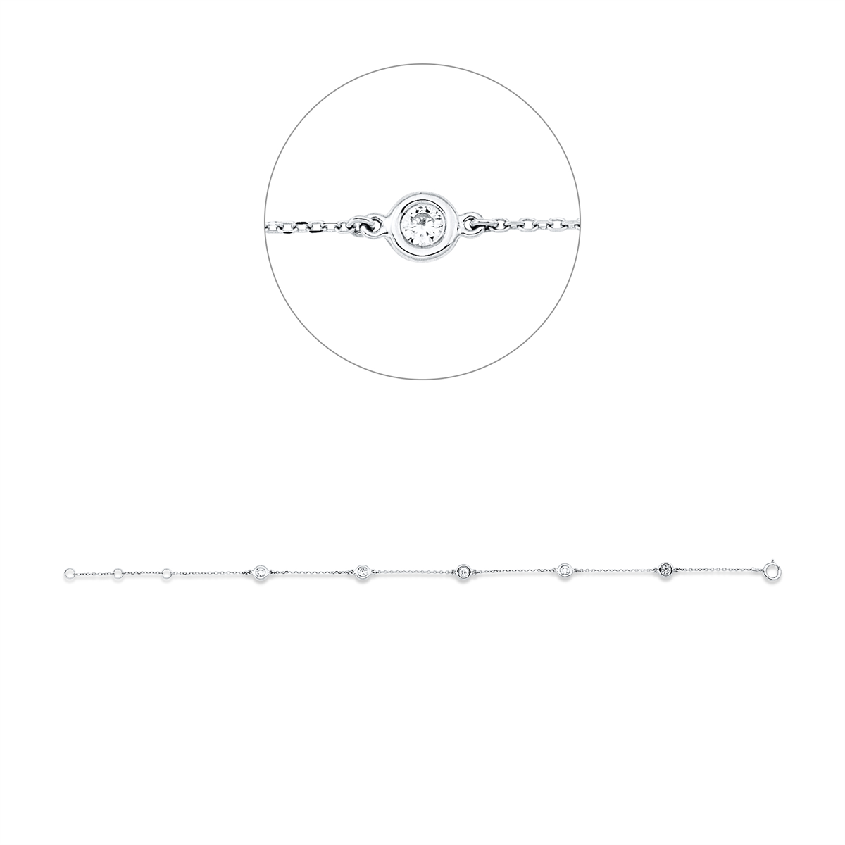 5G135W Armband Weißgold 18kt 0,22 Diamantschmuck mit 5 Diamanten - 5G135 – Bild 1