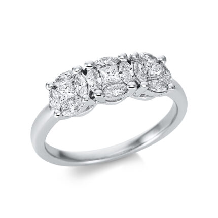 Mehrfachsteinbesatz Weißgold 18kt 0,65 Diamantringe mit 15 Diamanten - 1CH69