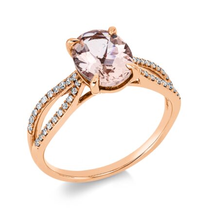 Farbstein 4er-Krappe Rosegold 18kt 0,15 Diamantringe Farbstein 1,62 ct - 1DI03