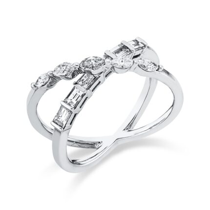 Baguette Weißgold 18kt 0,75 Diamantringe mit 11 Diamanten - 1EM60