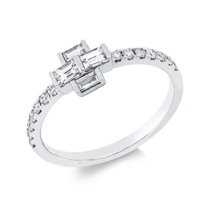 Baguette Weißgold 18kt 0,50 Diamantringe mit 18 Diamanten - 1FU43
