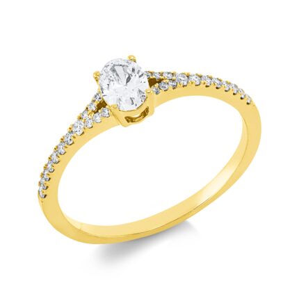 Solitaeire 4er-Krappe Gelbgold 18kt 0,44 Diamantringe mit 29 Diamanten - 1ID23
