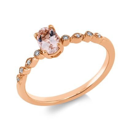 Farbstein 4er-Krappe Rosegold 18kt 0,03 Diamantringe Farbstein 0,6 ct - 1IE15