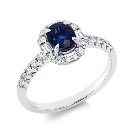 Farbstein Weißgold 18kt 0,45 Diamantringe Farbstein 1,04 ct - 1II93