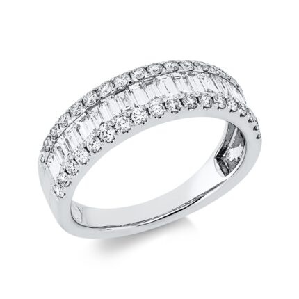 Baguette Weißgold 18kt 0,72 Diamantringe mit 56 Diamanten - 1IN17