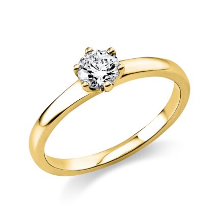 Solitaeire 6er-Krappe Gelbgold 18kt 0,40 Diamantringe mit 1 Diamanten - 1P115