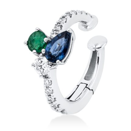 Creolen Weißgold 18kt 0,16 Diamantschmuck Farbstein 0,39 ct - 2W313