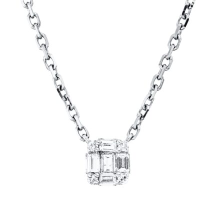 Collier Weißgold 18kt 0,12 Diamantschmuck mit 9 Diamanten - 4P484