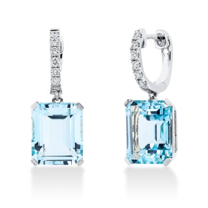 Ohrschmuck 4er-Krappe Weißgold 18kt 0,25 Diamantschmuck Farbstein 11,9 ct - 2N844