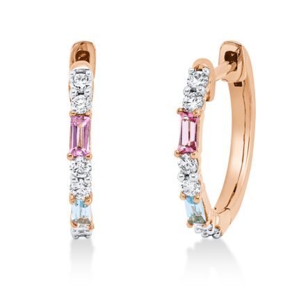 Creolen Rosegold 18kt 0,20 Diamantschmuck Farbstein 0,2 ct - 2U180
