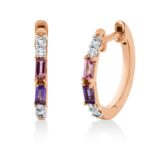 Creolen Rosegold 18kt 0,14 Diamantschmuck Farbstein 0,18 ct - 2U182